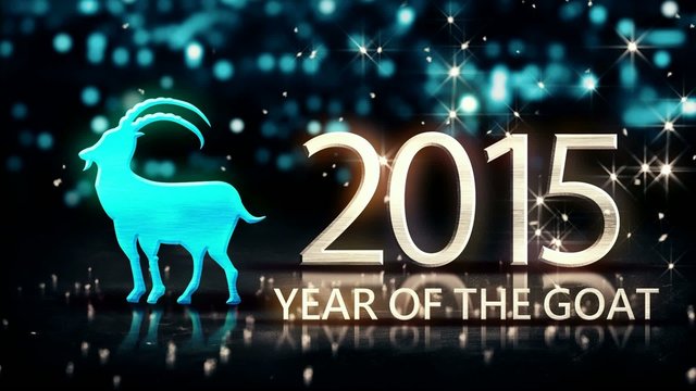 Year of The Goat 2015 Blue Night Beautiful Bokeh Loop Animation
