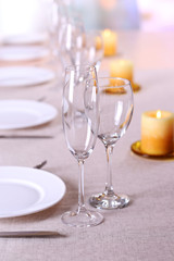 Table setting in restaurant