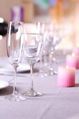 Table setting in restaurant