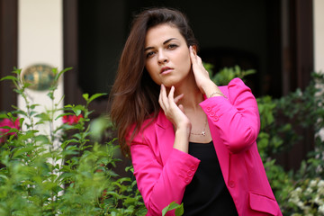 Beautiful woman model doing a fashion shoot