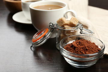 Fresh coffee with several ingredients
