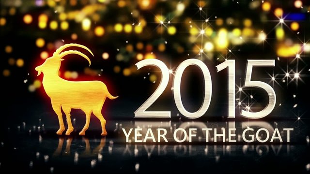 Year of The Goat 2015 Yellow Night Bokeh Loop Animation