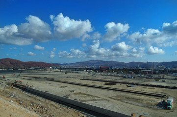 construction site against a blue sky