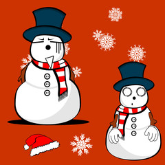 snow man cartoon xmas set02