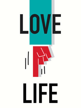 Word LOVE LIFE vector illustration