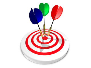 Fototapeta na wymiar three darts in target