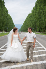 Beautiful married couple in the wedding day