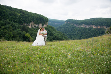 Beautiful married couple in the wedding day