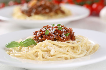 Spaghetti Bolognese Nudeln Pasta Gericht auf Teller