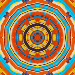 Abstract background -  retro colorful ornate in cyan, orange, p