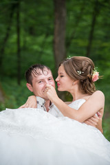 Beautiful married couple in the wedding day