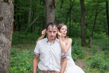 Fototapeta premium Beautiful married couple in the wedding day