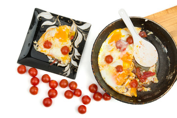 eggs with cherry tomatoes in a pan