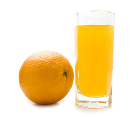 orange and glass of juice