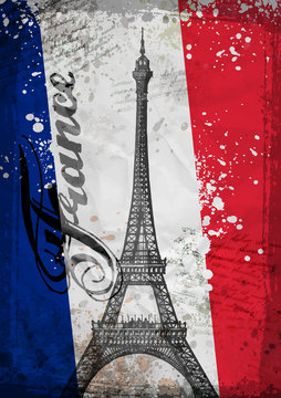 Hand drawn Eiffel Tower. Paris, vector illustration