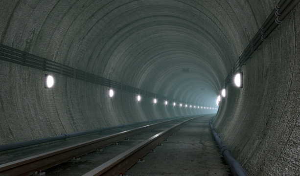 Underground tunnel with lights