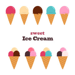 ice cream collection on white background
