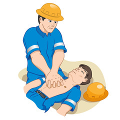 first aid officer doing cardiac massage