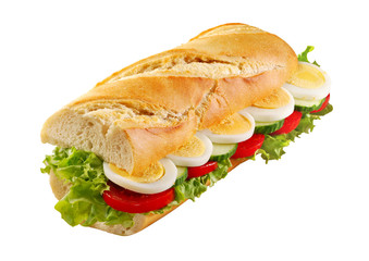 Egg salad sandwich French bread isolated