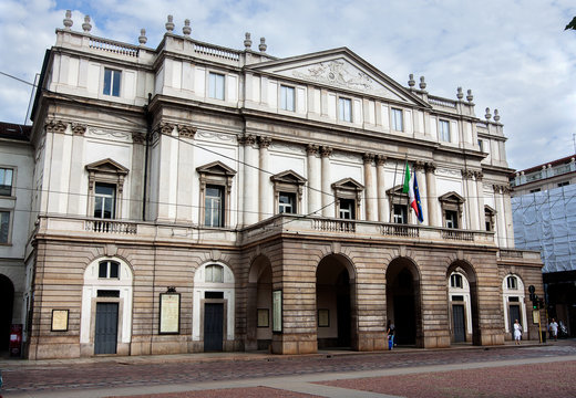 Piazza La Scala and La Scala theatre, in Milan.