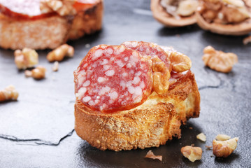 Salami and walnuts