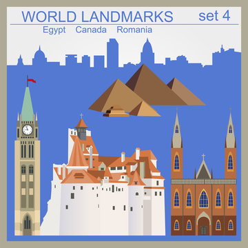 World landmarks icon set. Elements for creating infographics