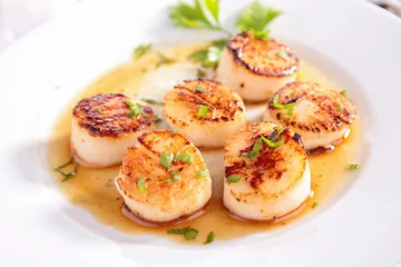 Wall murals meal dishes seared scallop