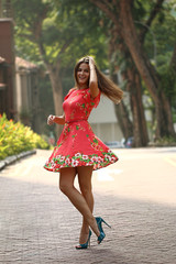 Beautiful woman model doing a fashion shoot