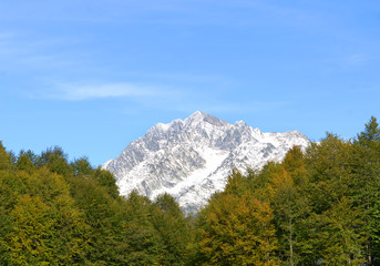 First snow in the Caucasus mountains, Russia, Sochi