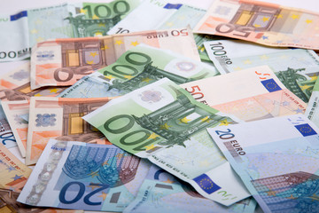 Obraz na płótnie Canvas Banknotes Euro on the table