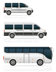 large and small buses for passenger transport vector illustratio