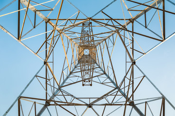 high voltage transmission pylon closeup