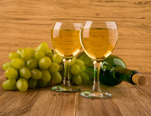 glass and bottle with wine