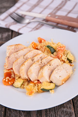 chicken breast and vegetables