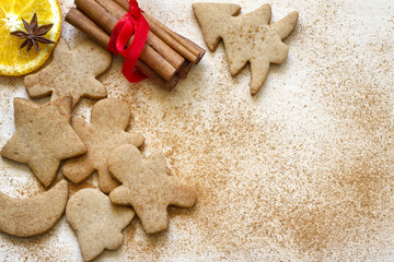 Christmas baking gingerbread cookies food background