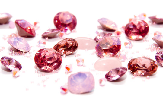 Crystal strasses on a white background