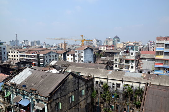 View of the city Yangon, Myanmar