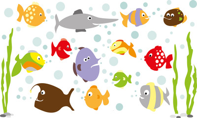 fish and bubbles- vectors for children