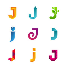 Set of letter J logo icons design template elements. Collection