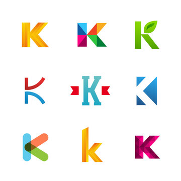 Set of letter K logo icons design template elements. Collection