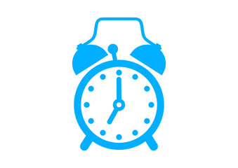 Blue alarm clock on white background