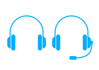 Blue headphones icon on white background
