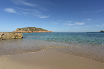 Cala comte beach in Ibiza island