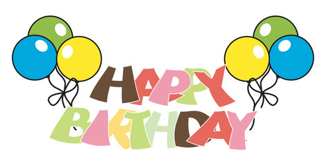 Retro Birthday Balloons Banner Design