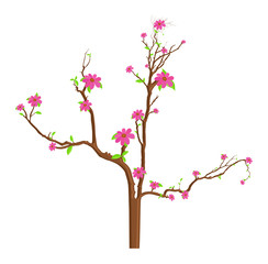 Pink Flowers Branches Illustration