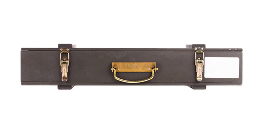 Side view of old wooden box.