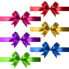 Big set of gift bows with ribbons.