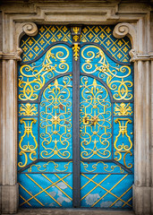 Architectural elements of the old European-style doors