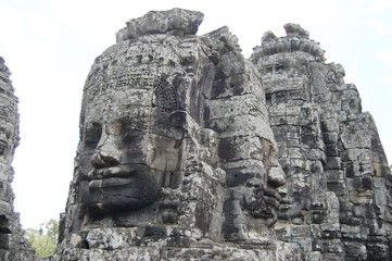 Fototapeta na wymiar Prasat Bayon Khmer temple at Angkor in Siem Reap Cambodia.
