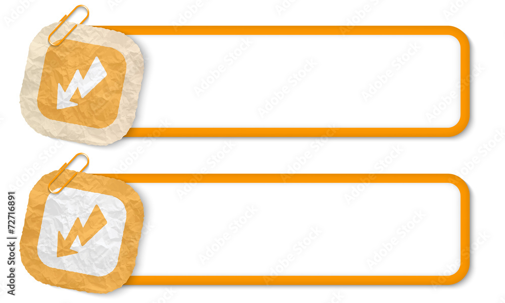 Poster yellow frames with texture crumpled paper and flash symbol